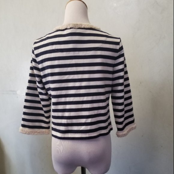 Hazel crop striped 3/4 sleeve cardigan size Medium (M31) - Picture 6 of 8
